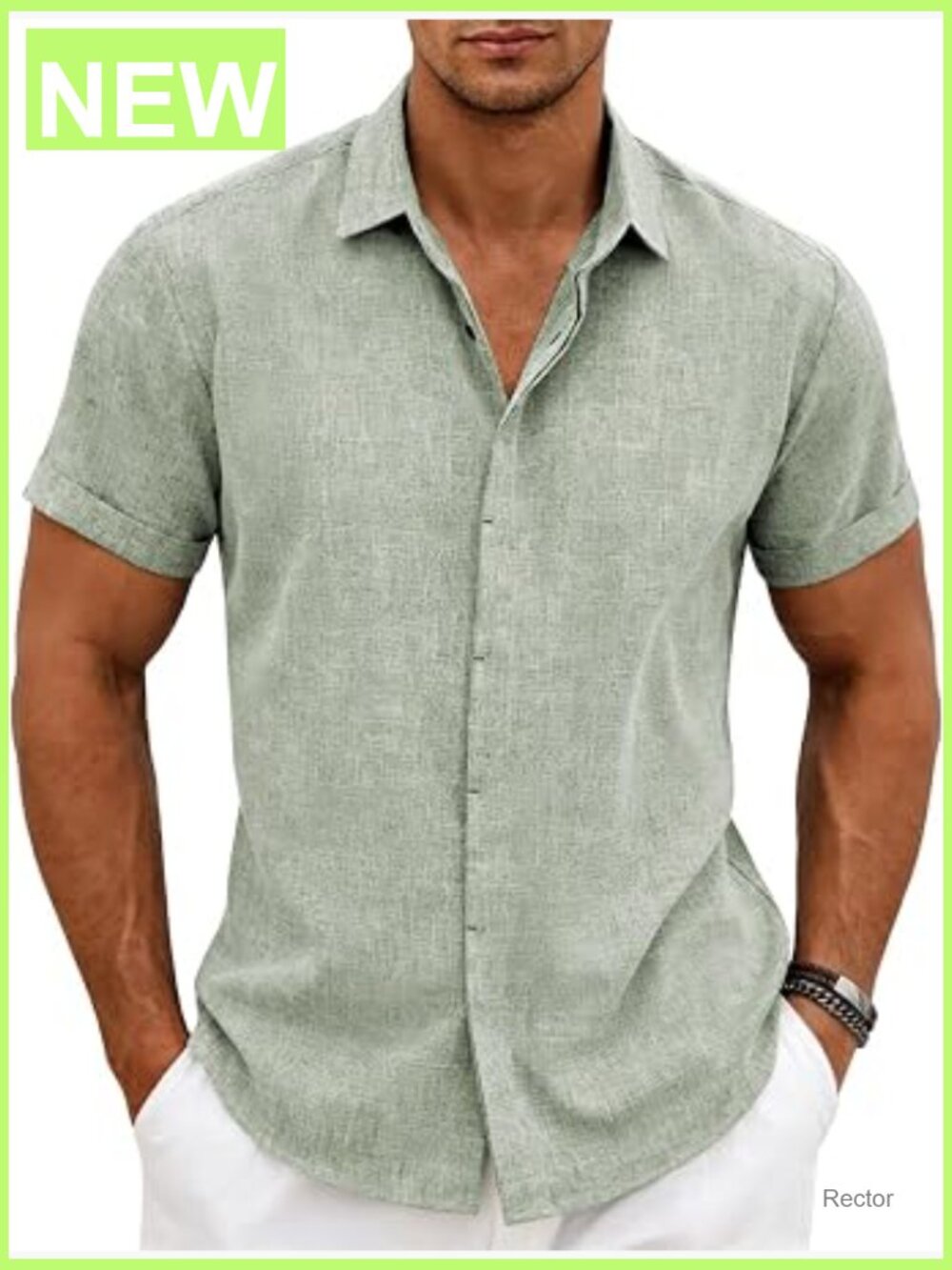Men's Slim Fit Linen Blend Short Sleeve Button Down Shirt Breathable Quick Dry